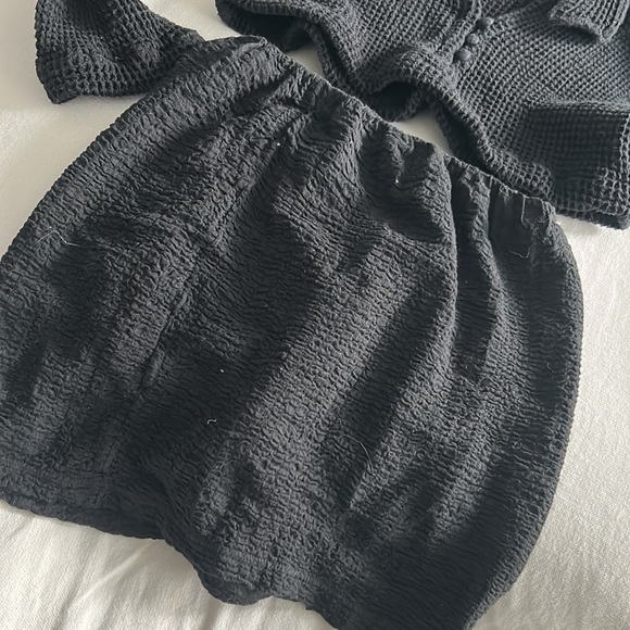 Free People Grey Textured Two Piece Skirt Set Size XS - Picture 3 of 6